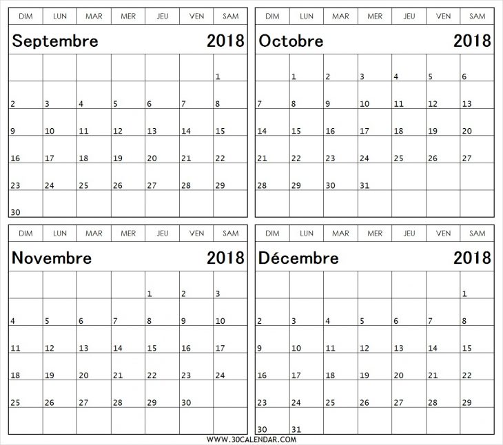 Calendrier Du Mois De Septembre October Novembre Décembre 2018 concernant Calendrier 2018 A Imprimer Par Mois