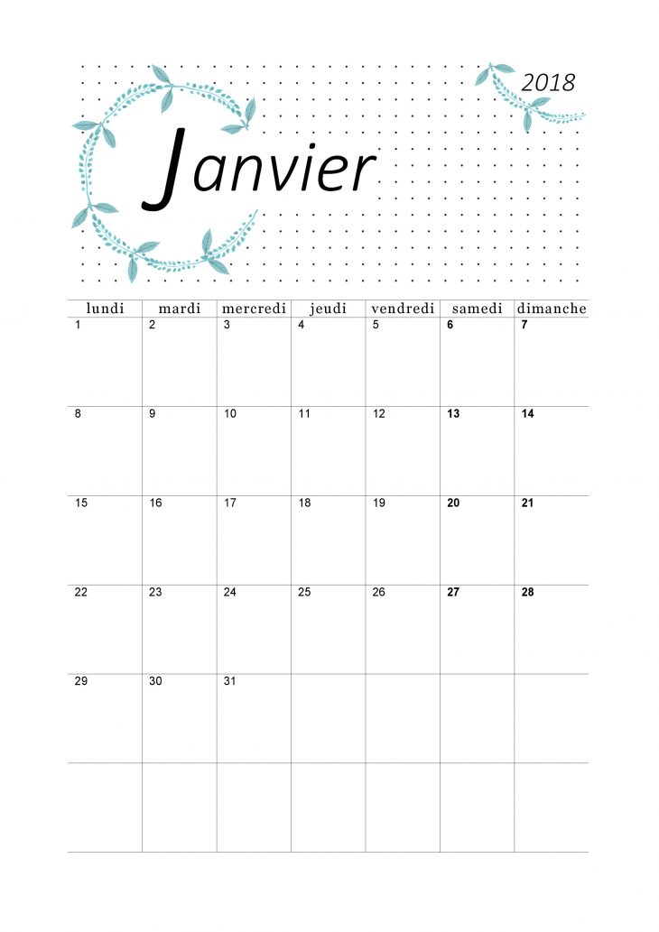 Calendrier Janvier 2018 À Imprimer – | Calendrier Imprimable destiné Calendrier A Imprimer 2018