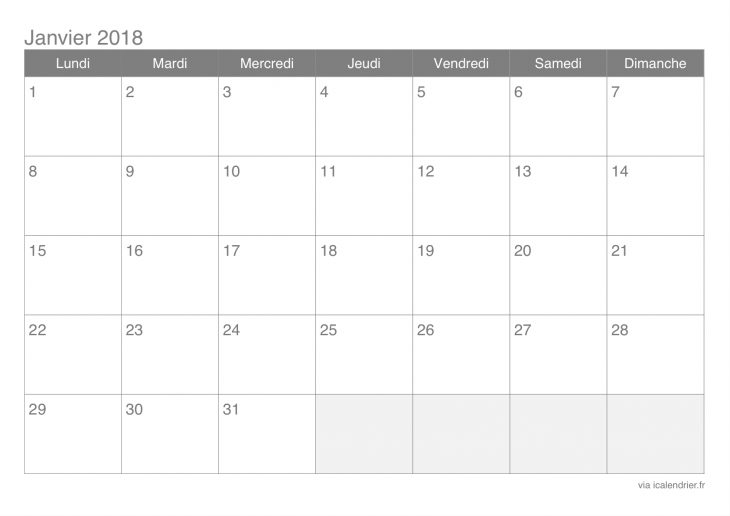 Calendrier Janvier 2018 À Imprimer – Icalendrier tout Calendrier A Imprimer 2018