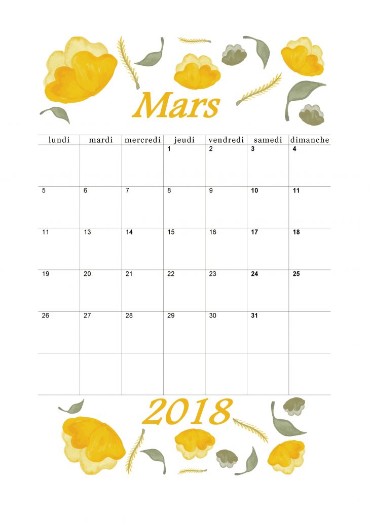 Calendrier Mars 2018 À Imprimer – Calendriers Imprimables intérieur Calendrier Mars 2018 À Imprimer