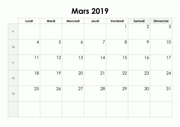 Calendrier Mars 2019 À Imprimer | 2019 Calendrier 2018 2020 2017 à Calendrier Mars 2018 À Imprimer