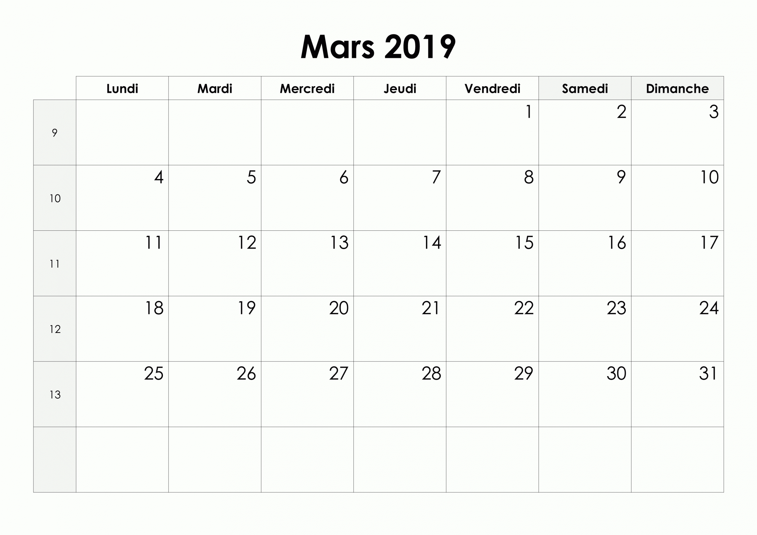 Calendrier Mars 2019 À Imprimer | 2019 Calendrier 2018 2020 2017 à Calendrier Mars 2018 À Imprimer
