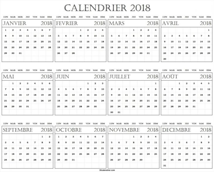 Calendrier Mensuel 2018 À Imprimer | Imprimer Calendrier pour Calendrier 2018 A Imprimer Par Mois