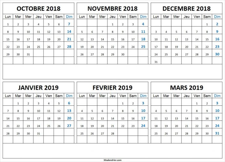 Calendrier Octobre 2018 À Mars 2019 Pour Imprimer Archives pour Calendrier Mars 2018 À Imprimer