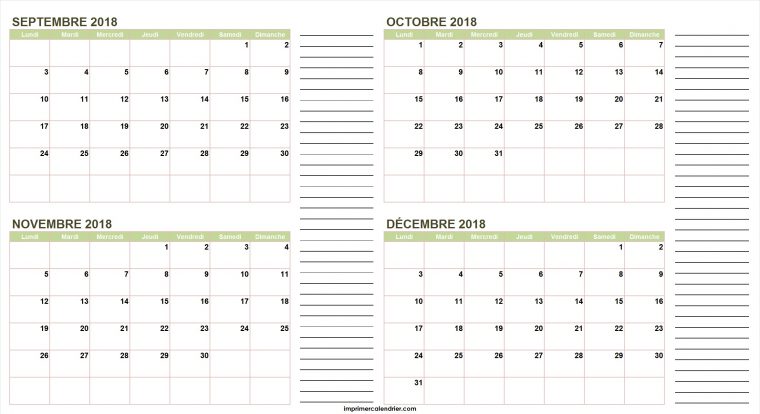 Calendrier Septembre Octobre Novembre Décembre 2018 encequiconcerne Agenda 2018 À Imprimer Gratuit