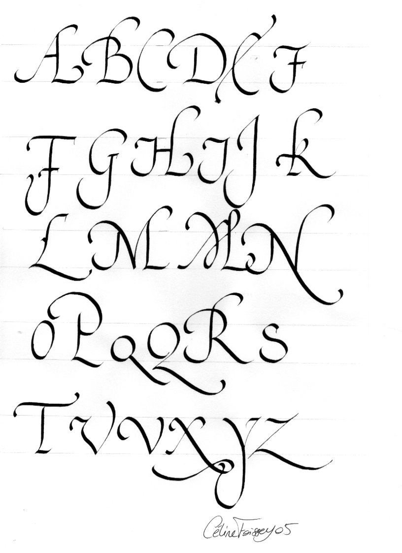 Calligraphie encequiconcerne Modele Calligraphie Alphabet Gratuit 