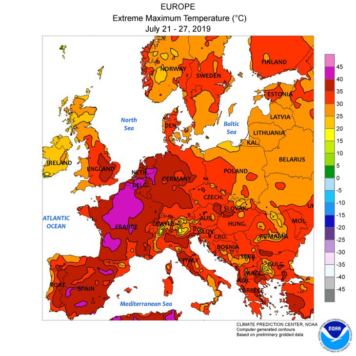 Canicule Européenne De Fin Juillet 2019 — Wikipédia dedans Carte Europe Est