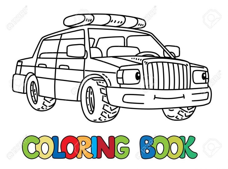 Carnet De Coloriage Voiture De Police Pour Les Enfants. Petit Véhicule  Mignon Vecteur Drôle Avec Les Yeux Et La Bouche. Livre De Coloriage.  Enfants tout Coloriage Vehicule