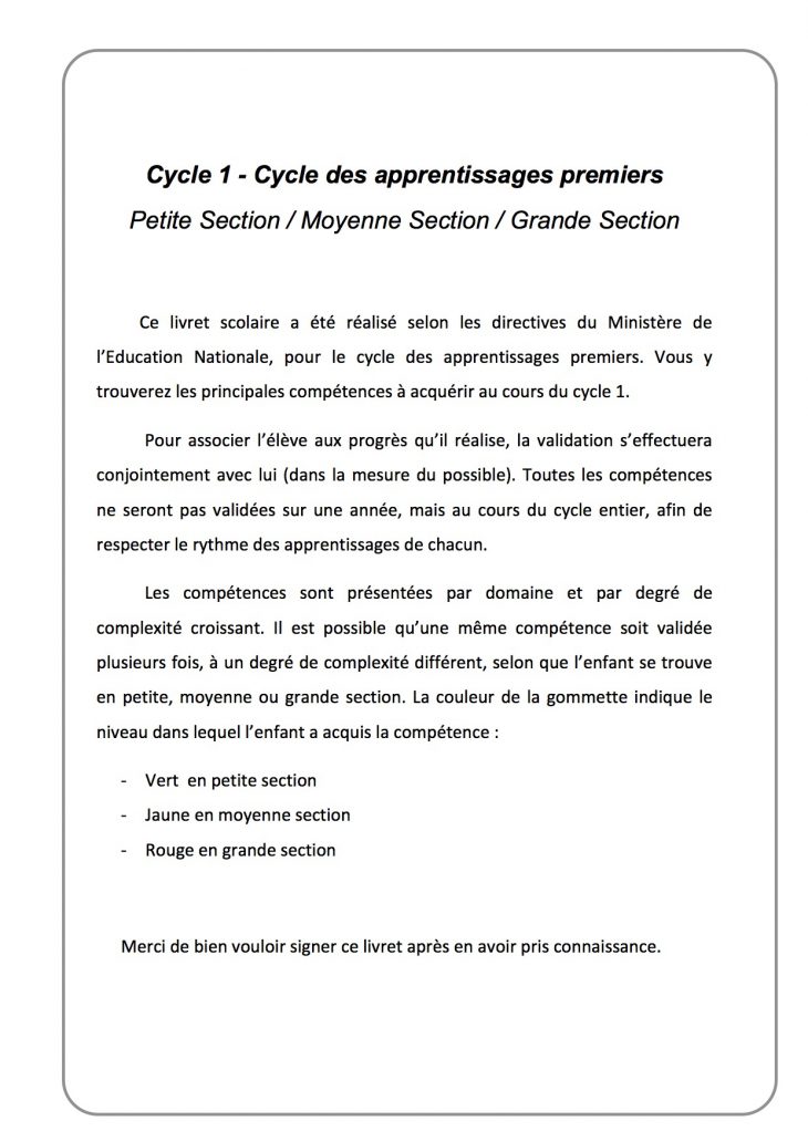 Carnet De Suivi Cycle 1 Ps/ms/gs – La Classe De Luccia ! à Cours Moyenne Section Maternelle