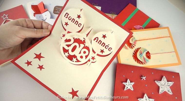 Carte 3D Pop-Up Bonne Année 2018 – Tuto Et Gabarit À à Carte De Bonne Année Gratuite A Imprimer