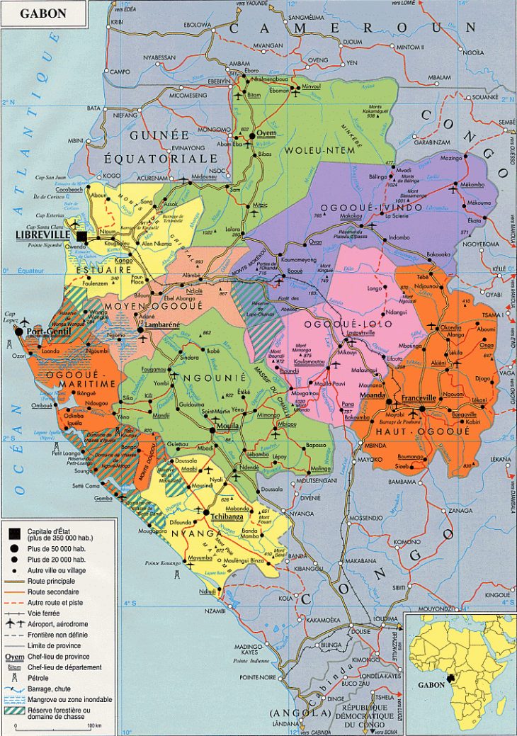 Carte Administrative Du Gabon (D'après | Download intérieur Departement Et Chef Lieu