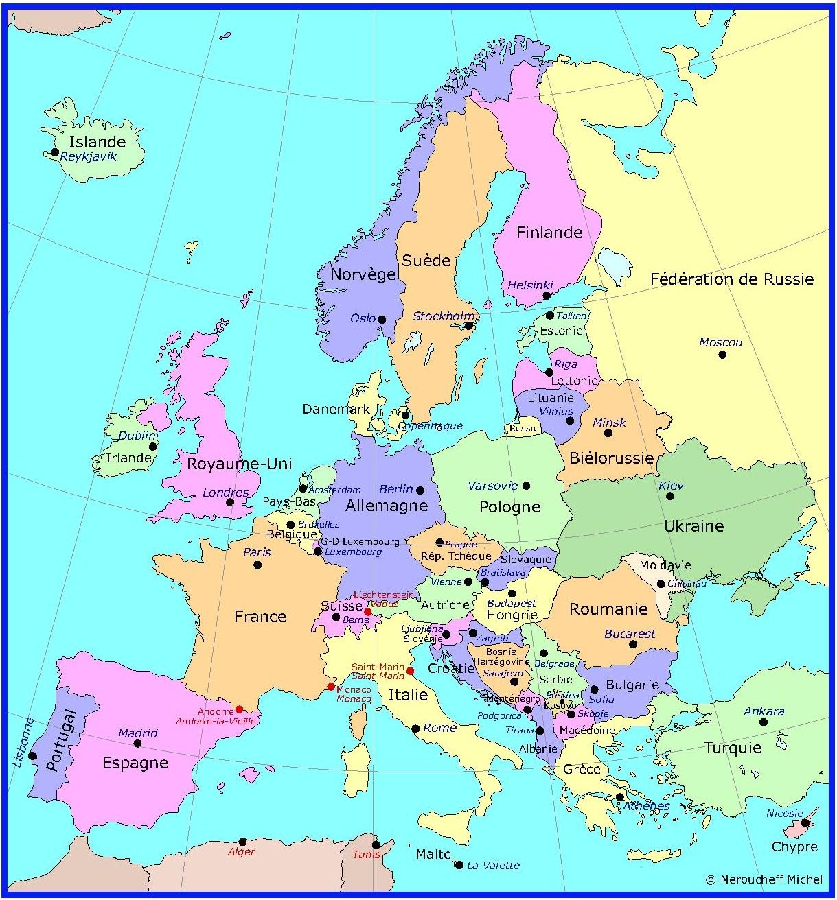 Carte Capitales Des Pays D&amp;#039;europe | Capital Des Pays pour Liste Des Pays De L Union Européenne Et Leurs Capitales 