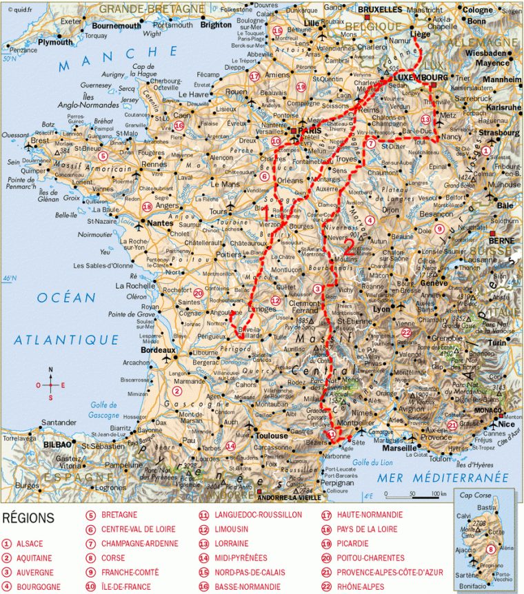 Carte : Carte Détaillée France avec Carte Du Sud De La France Détaillée