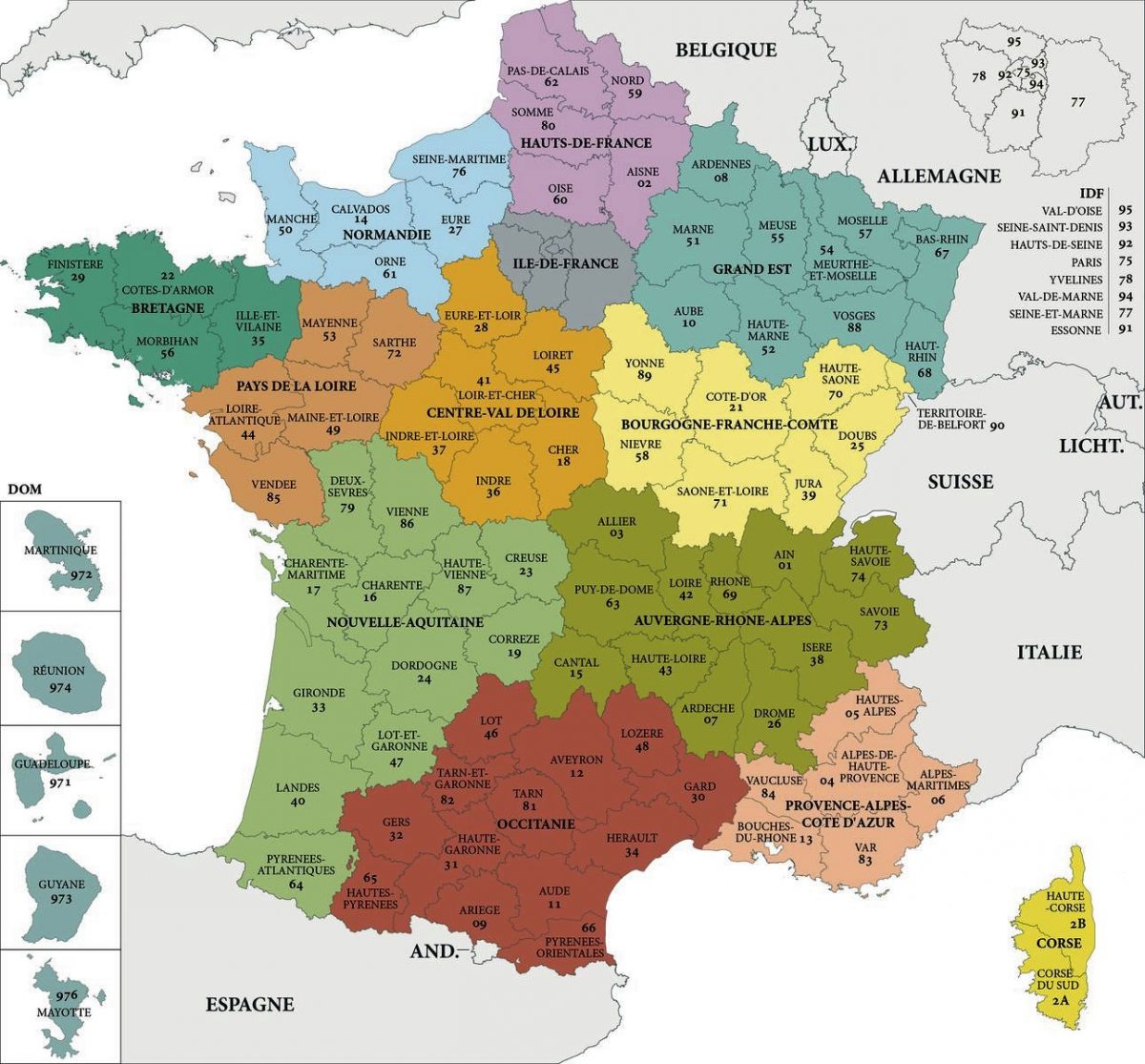 Carte De France Departements Carte Des Departements De France Avec Images