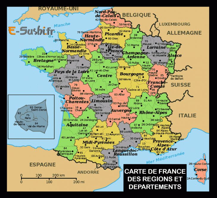 Carte De France Des Régions Images » Vacances – Arts- Guides avec Carte Departement Francais Avec Villes