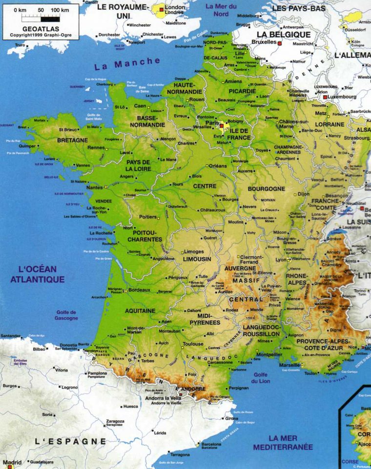 Carte De France Détaillée pour Carte Des Villes De France Détaillée