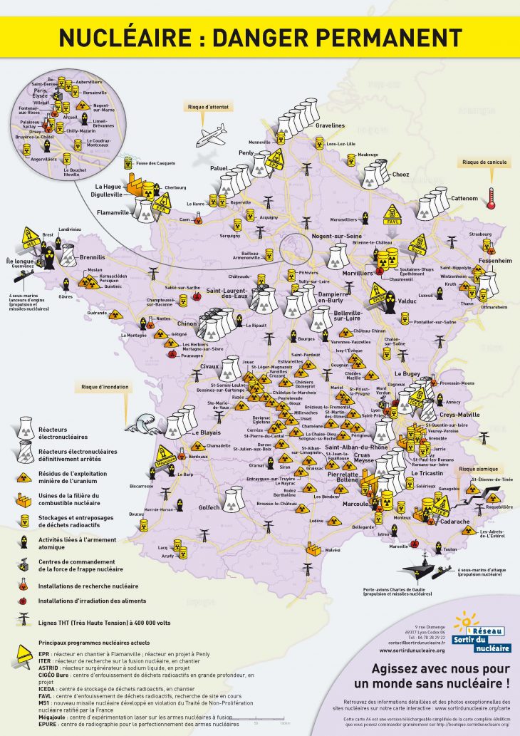 Carte De France "nucléaire : Danger Permanent" dedans Voir La Carte De France