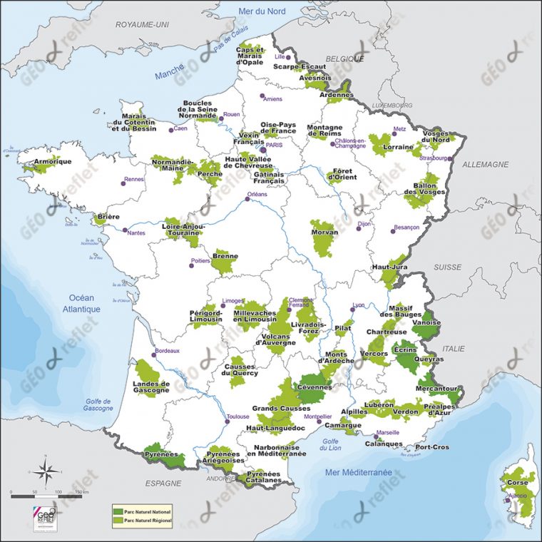 Carte De France Parcs Naturels Nationaux Et Régionaux Vecteur concernant Carte De France Dom Tom