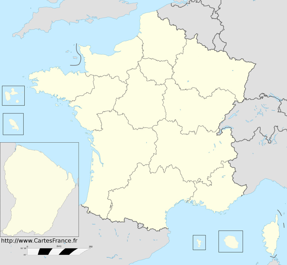 Carte De France Region - Carte Des Régions Françaises à Les 22 Régions De France Métropolitaine 