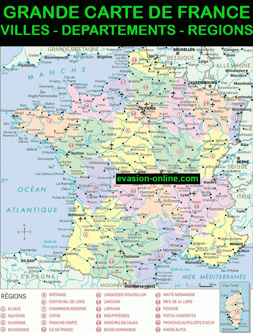 Carte De France » Vacances - Arts- Guides Voyages dedans Carte Departement Francais Avec Villes