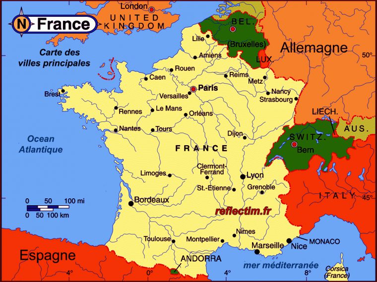 Carte De France Villes Principales – Voyages – Cartes pour Carte Des Villes De France Détaillée