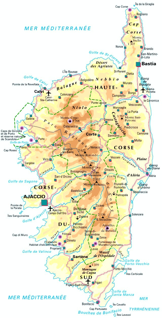 Carte De La Corse (Département 2A - 2B) tout Carte De Departement A Imprimer 