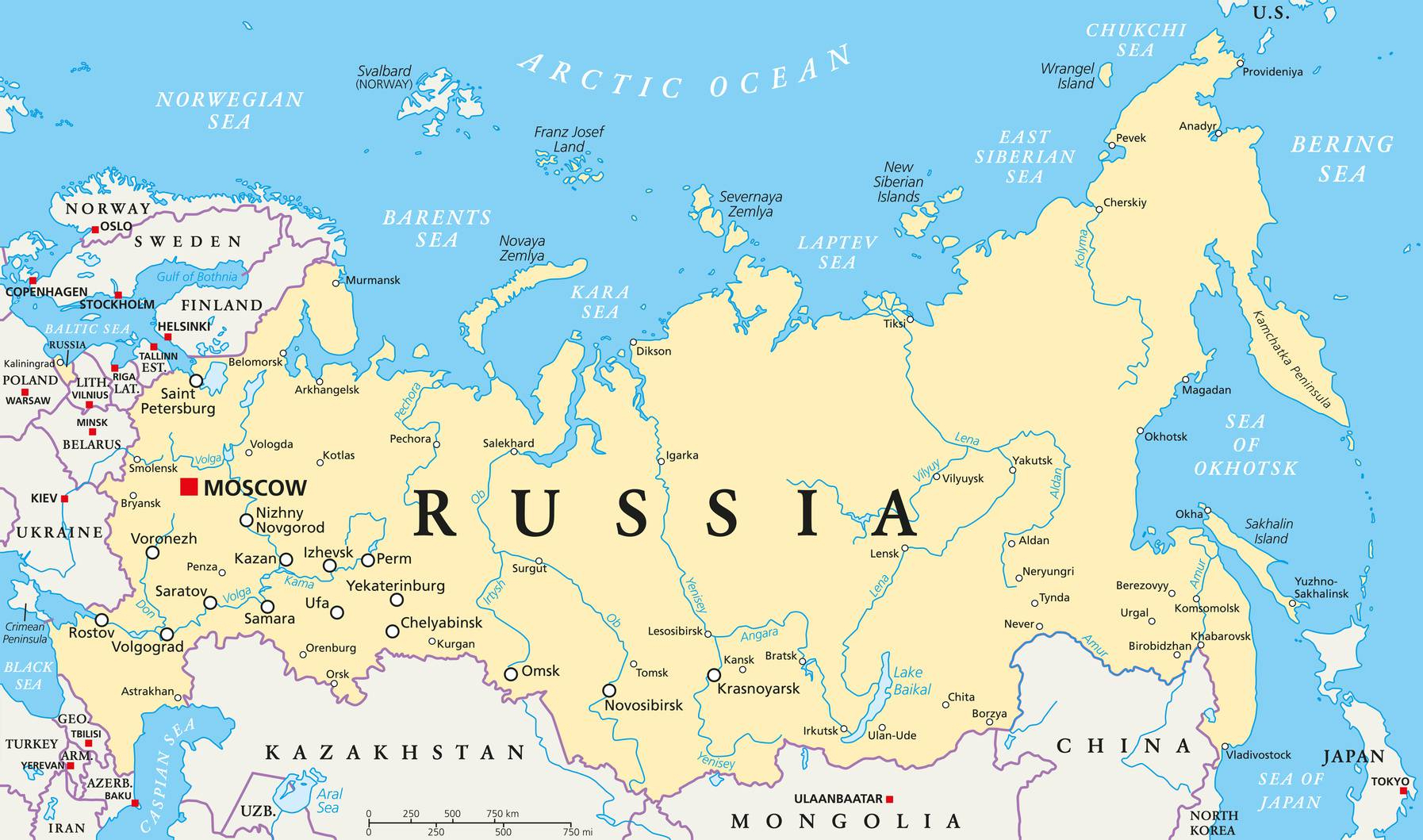 Carte De La Russie - Plusieurs Cartes Sur Le Relief, Villes concernant Carte Europe Est