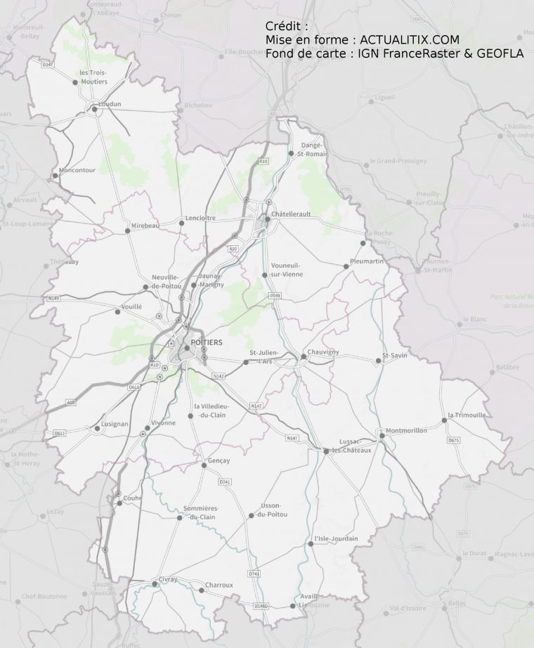 Carte De La Vienne – Vienne Carte Du Département 86 – Villes intérieur Carte De Departement A Imprimer