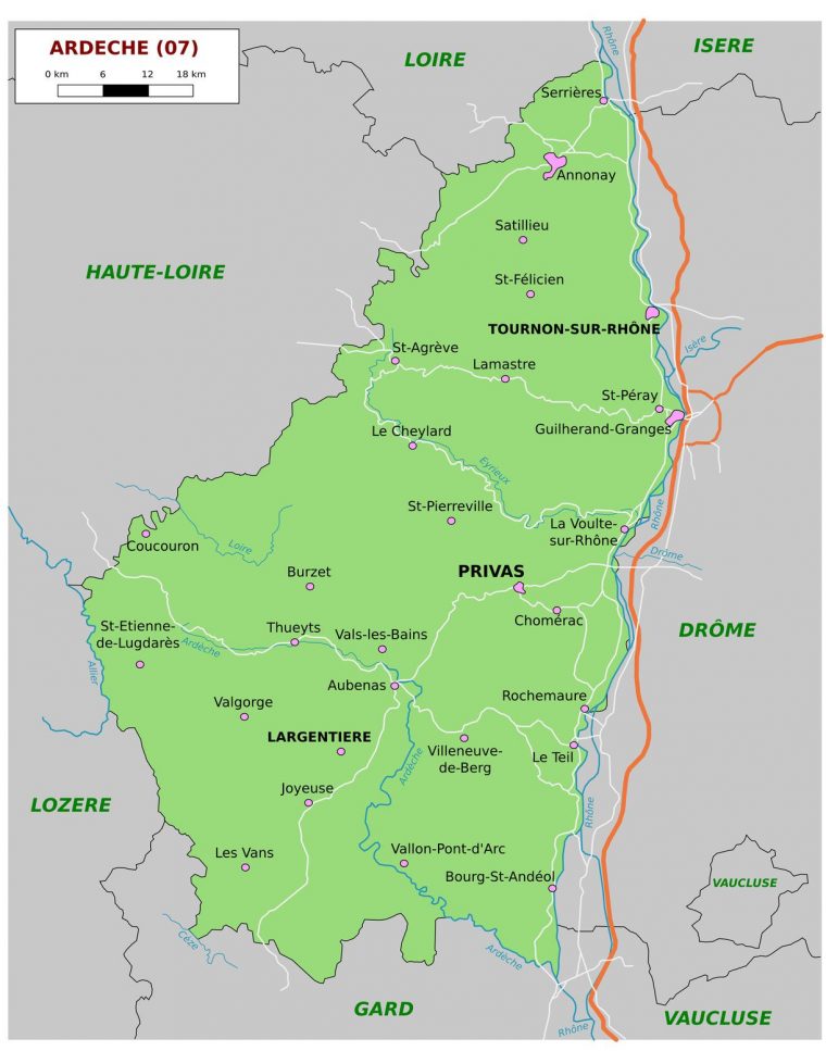 Carte De L'ardèche – Ardèche Carte Des Villes, Communes pour Carte Des Départements Et Villes