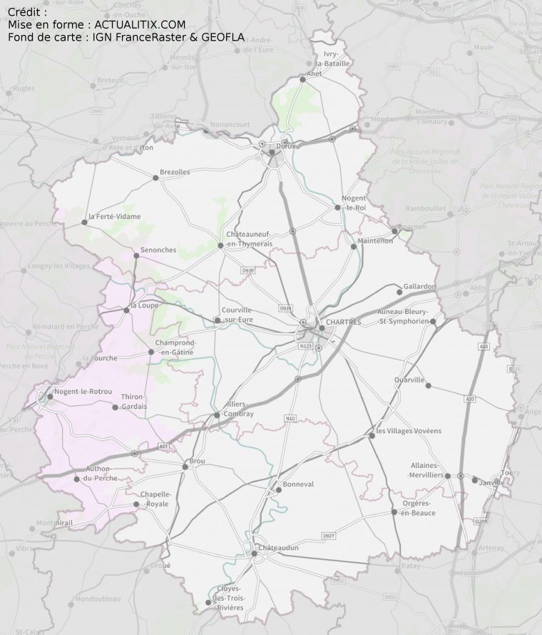 Carte De L'eure-Et-Loir – Eure-Et-Loir Carte Département 28 intérieur Carte De Departement A Imprimer