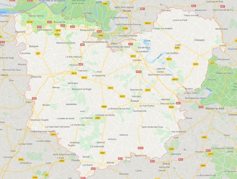 Carte De L'eure – Eure Carte Du Département 27 – Villes à Carte De Departement A Imprimer