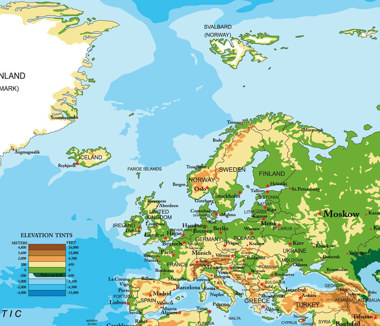 Carte De L'europe - Cartes Reliefs, Villes, Pays, Euro, Ue tout Carte De L Europe En Relief
