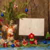 Carte De Voeux De Noël, Crèche Drôle Avec Peur Corbeau Et Du Papier Blanc  Pour Écrire Un Message pour Papier Creche Noel