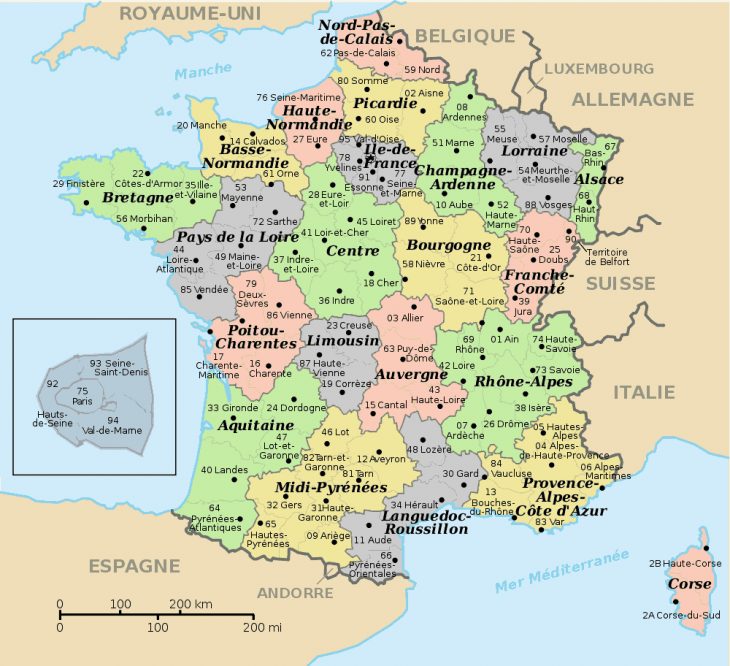 Carte-Departements-Et-Regions-De-France | Gilles-Sinquin tout Carte De France Par Régions Et Départements