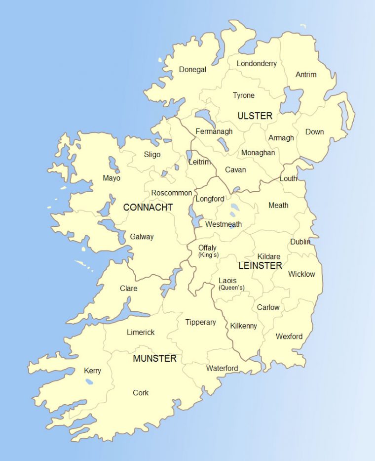 Carte Départements Irlande, Carte Des Départements De Irlande avec Carte Des Départements Et Villes