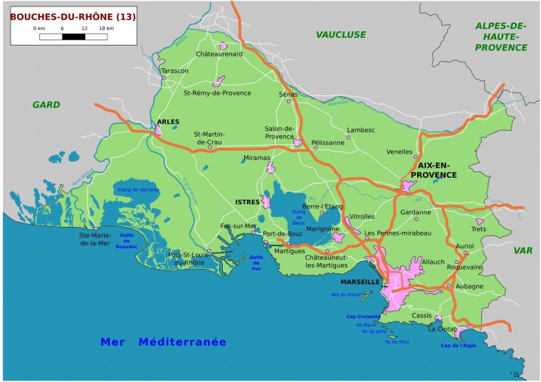 Carte Des Bouches-Du-Rhône – Communes, Détaillée, Relief avec Carte Du Sud Est De La France Détaillée