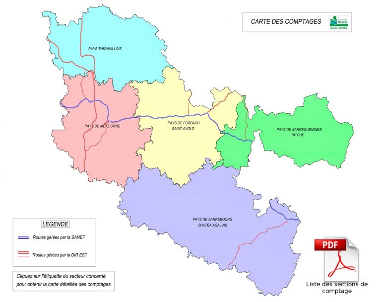 Carte Des Comptages avec Département 57 Carte