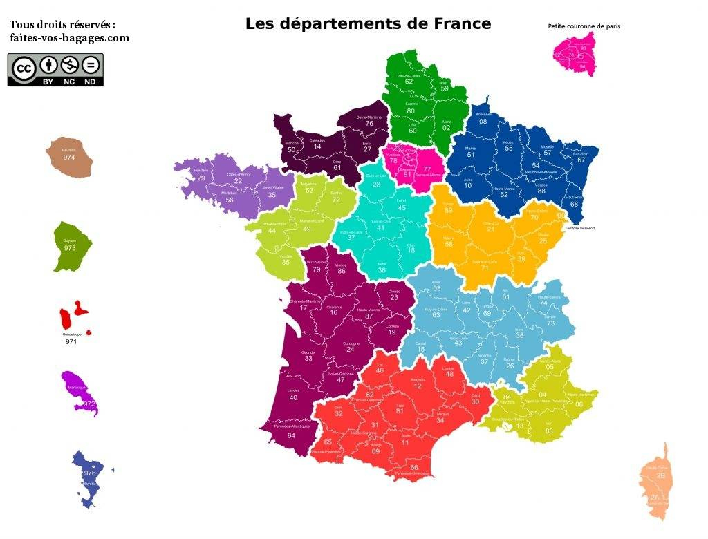 Carte Des Départements De France Métropolitaine Et Outre-Mer destiné Departement Sur Carte De France