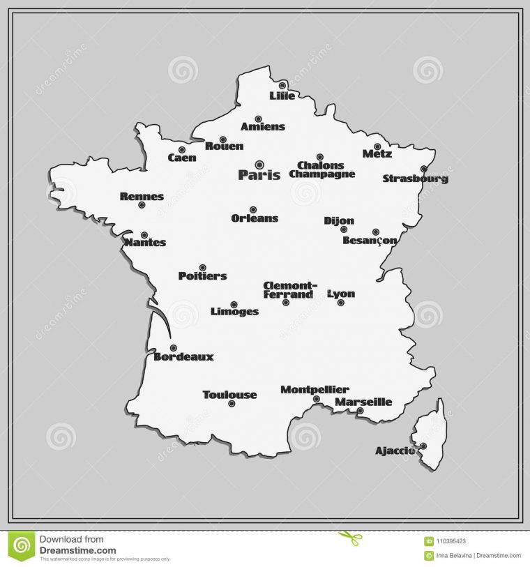 Carte Des Frances Avec De Grandes Villes Illustration Stock à Carte De France Avec Grandes Villes