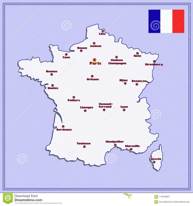 Carte Des Frances Avec De Grandes Villes Illustration Stock destiné Carte De France Avec Grandes Villes