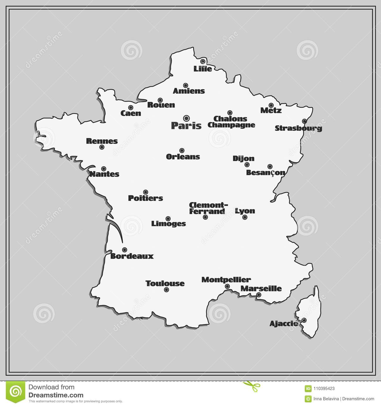Carte Des Frances Avec De Grandes Villes Illustration Stock encequiconcerne Carte De La France Avec Les Grandes Villes