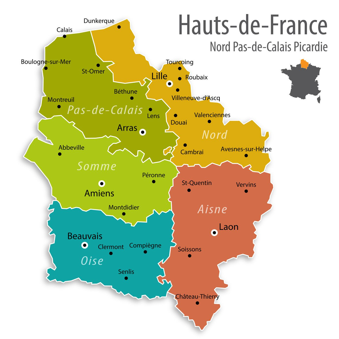 Carte Des Hauts-De-France - Hauts-De-France Carte Des Villes serapportantà Ile De France Département Numéro 