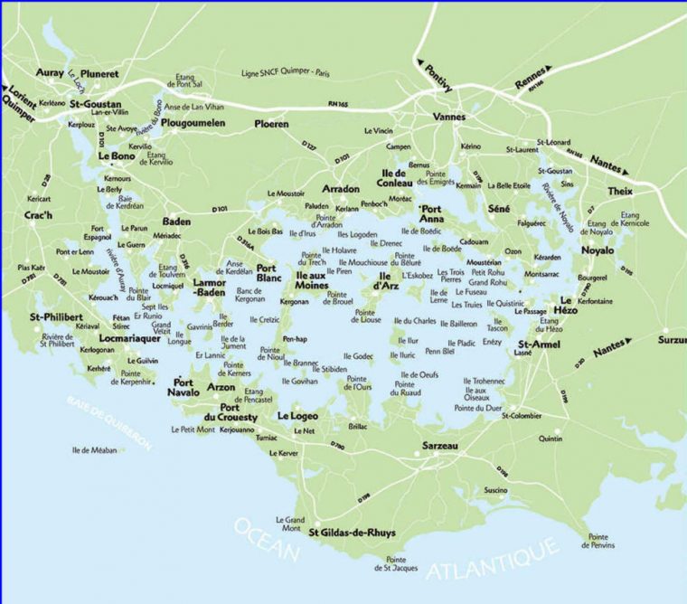 Carte Détaillée Du Golfe Du Morbihan Et Des Ses Île serapportantà Carte Du Sud De La France Détaillée