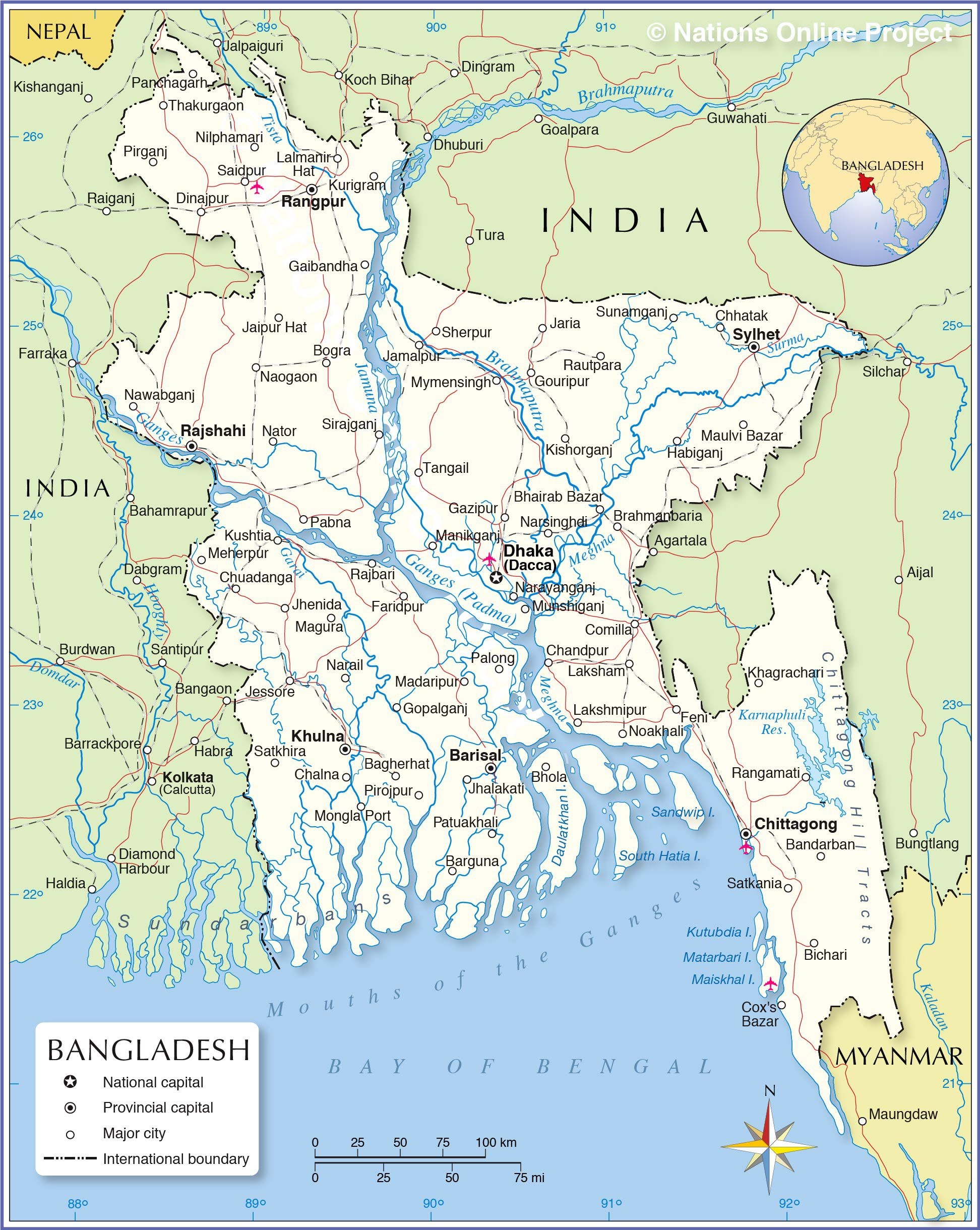 Carte Du Bangladesh - Plusieurs Cartes Du Pays D'asie encequiconcerne Carte Des Fleuves