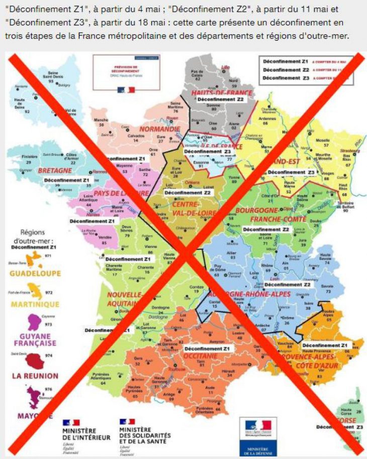 Carte Du Déconfinement Par Départements, Un Faux Alerte La concernant Les Numéros Des Départements