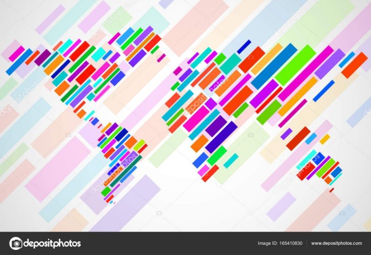 Carte Du Monde Abstrait Avec Des Lignes. Carte De Rayures Du avec Carte Du Monde En Ligne