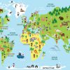 Carte Du Monde, Animaux, Monuments Et Enfants Des Différents concernant Jeux De Carte Geographique Du Monde