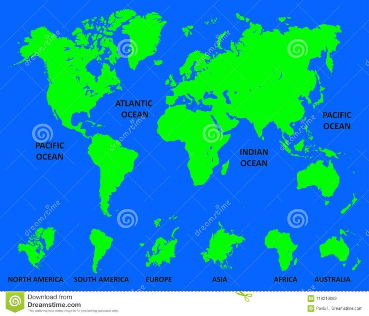 Carte Du Monde Avec La Division Du Continent – Vecteur pour Carte Du Monde Avec Continent