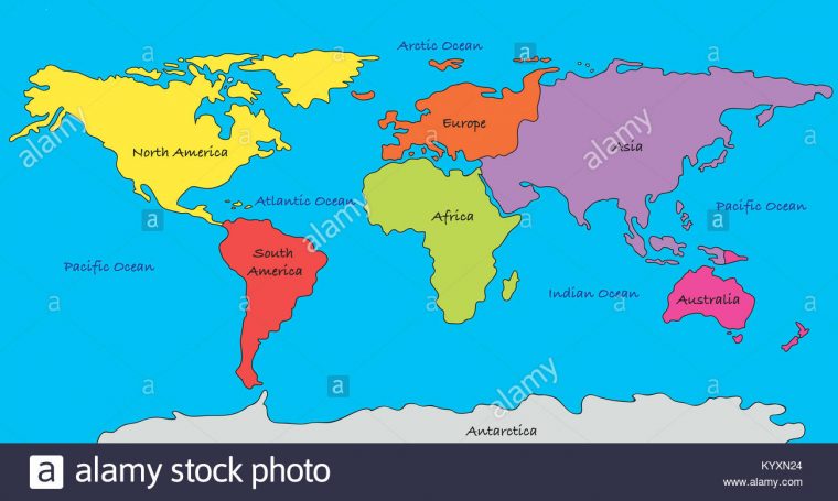 Carte Du Monde Avec Les Continents En Différentes Couleurs serapportantà Carte Du Monde Avec Continent