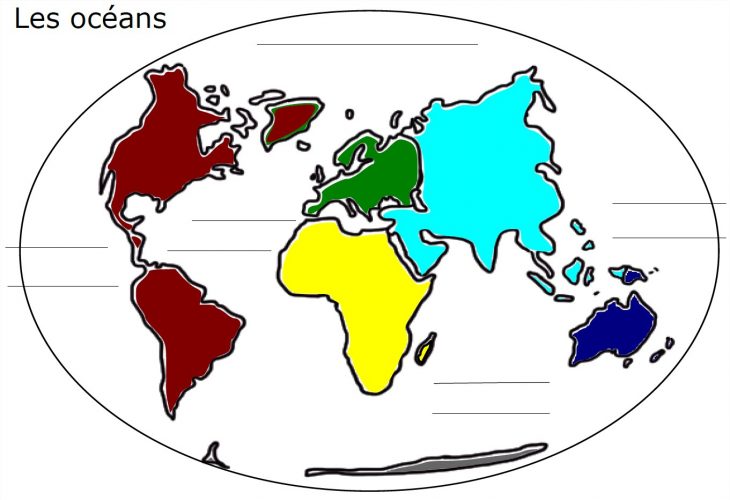 Carte Du Monde Avec Les Océans À Compléter destiné Carte Du Monde Vierge À Remplir En Ligne